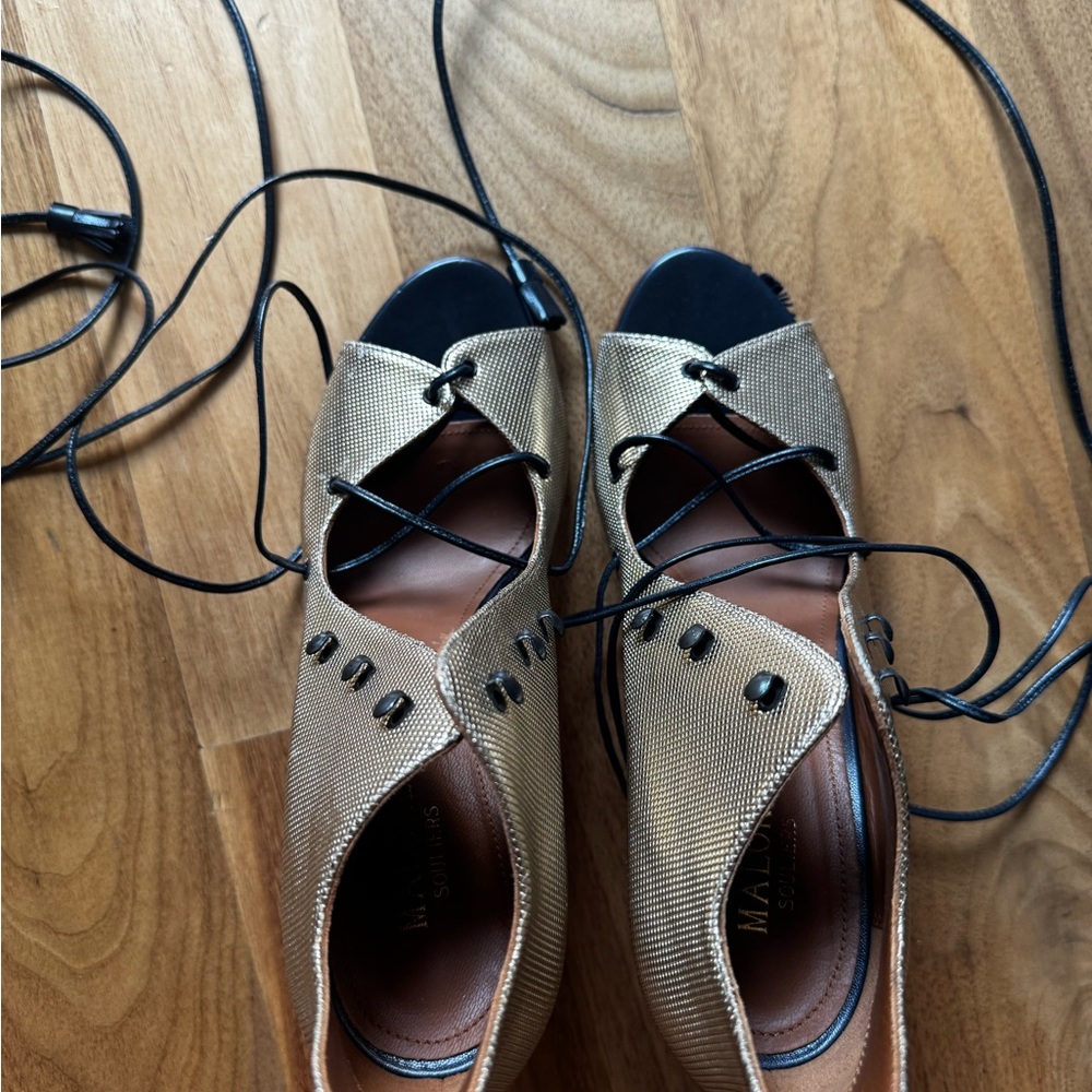 Malone Souliers Gold and Black Men's Sandals